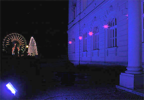 Berlin, Alte Kommandantur (Kommandantenhaus), Untern den Linden, Weihnachtsbeleuchtung, Nachtaufnahme